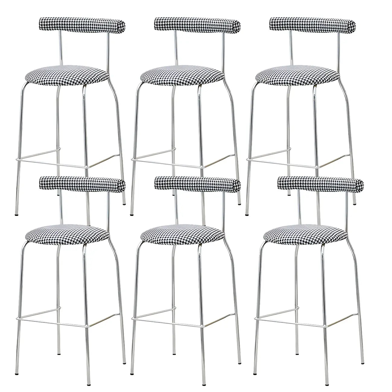 Modern Metal Comfort Cushion Durable High-Back Bar Stool