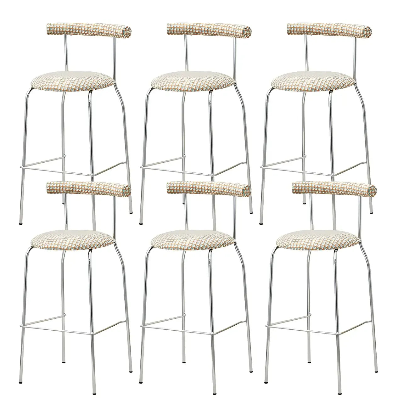 Modern Metal Comfort Cushion Durable High-Back Bar Stool