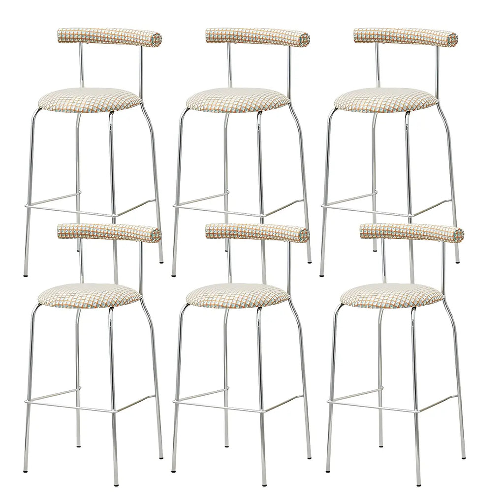 Modern Metal Comfort Cushion Durable High-Back Bar Stool