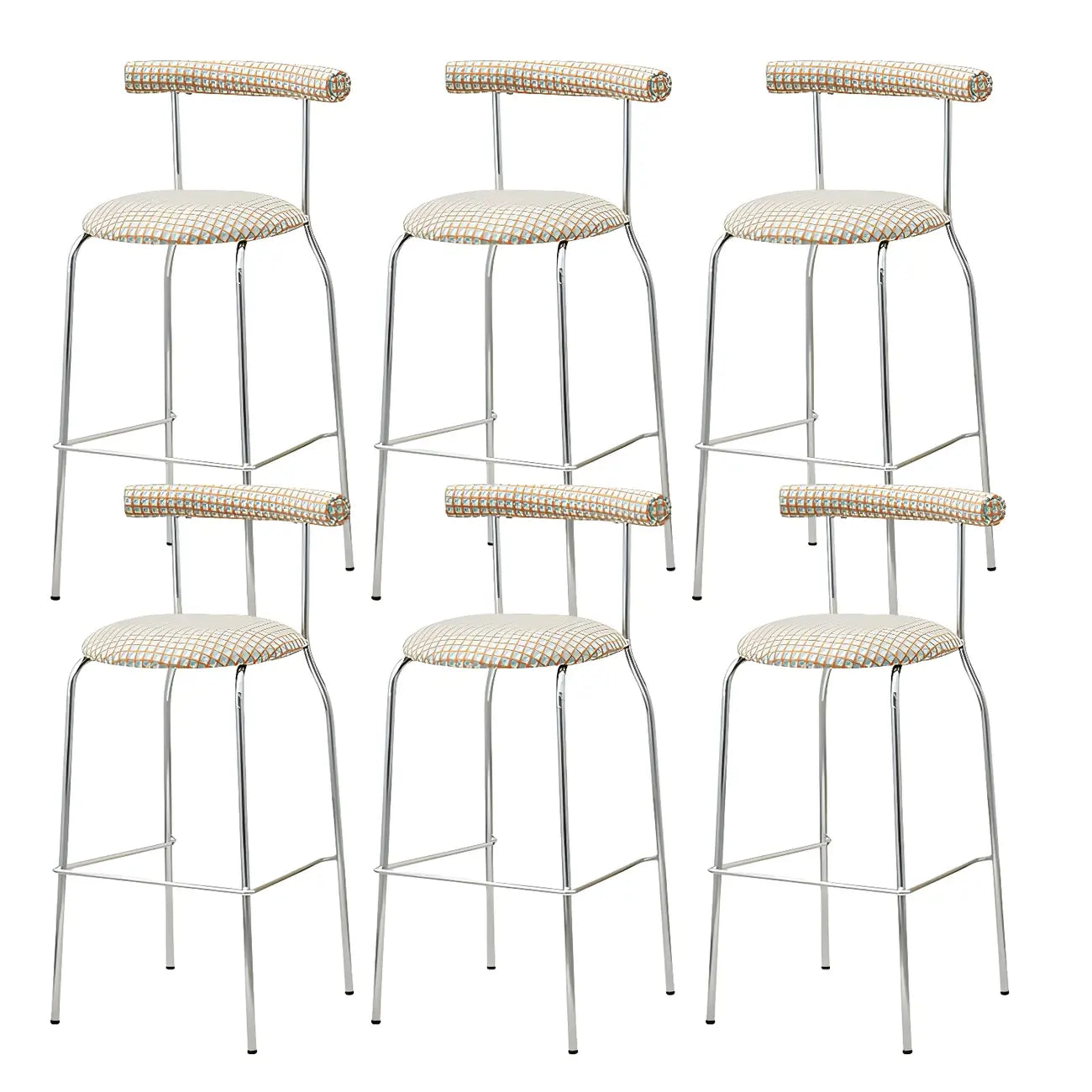 Modern Metal Comfort Cushion Durable High-Back Bar Stool