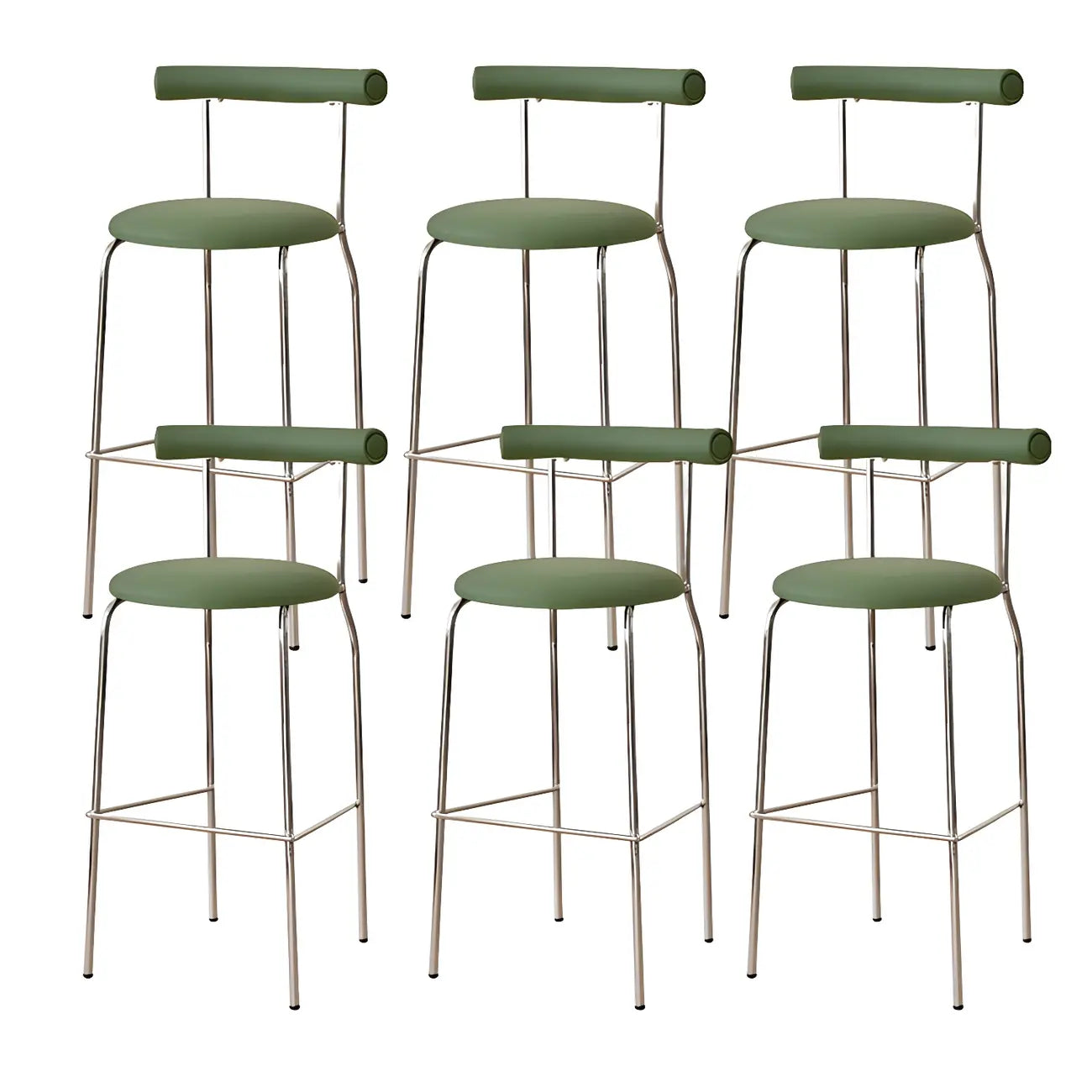 Modern Metal Comfort Cushion Durable High-Back Bar Stool