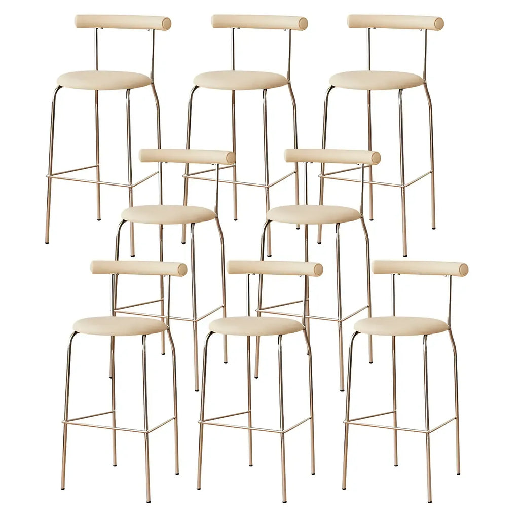 Modern Metal Comfort Cushion Durable High-Back Bar Stool