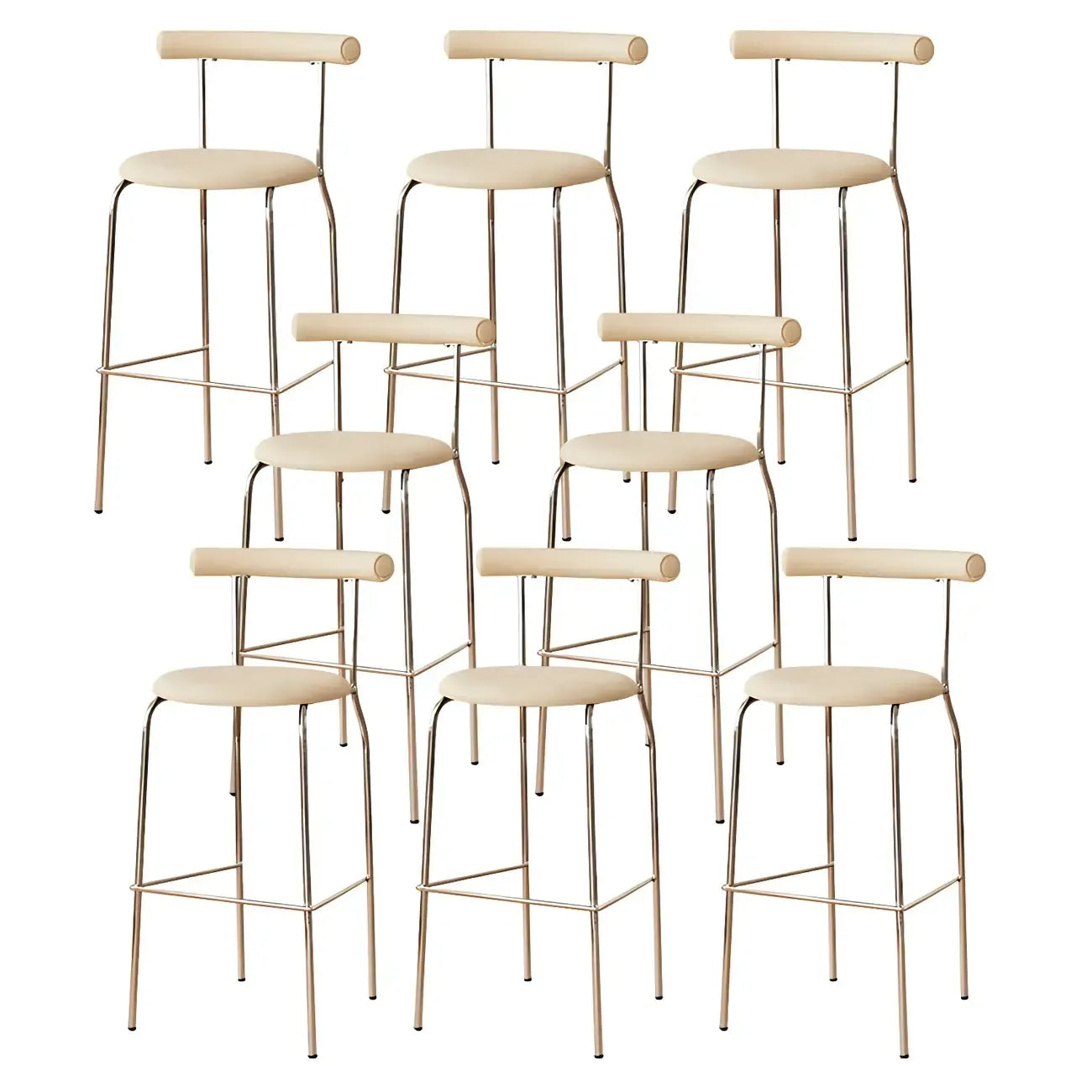 Modern Metal Comfort Cushion Durable High-Back Bar Stool