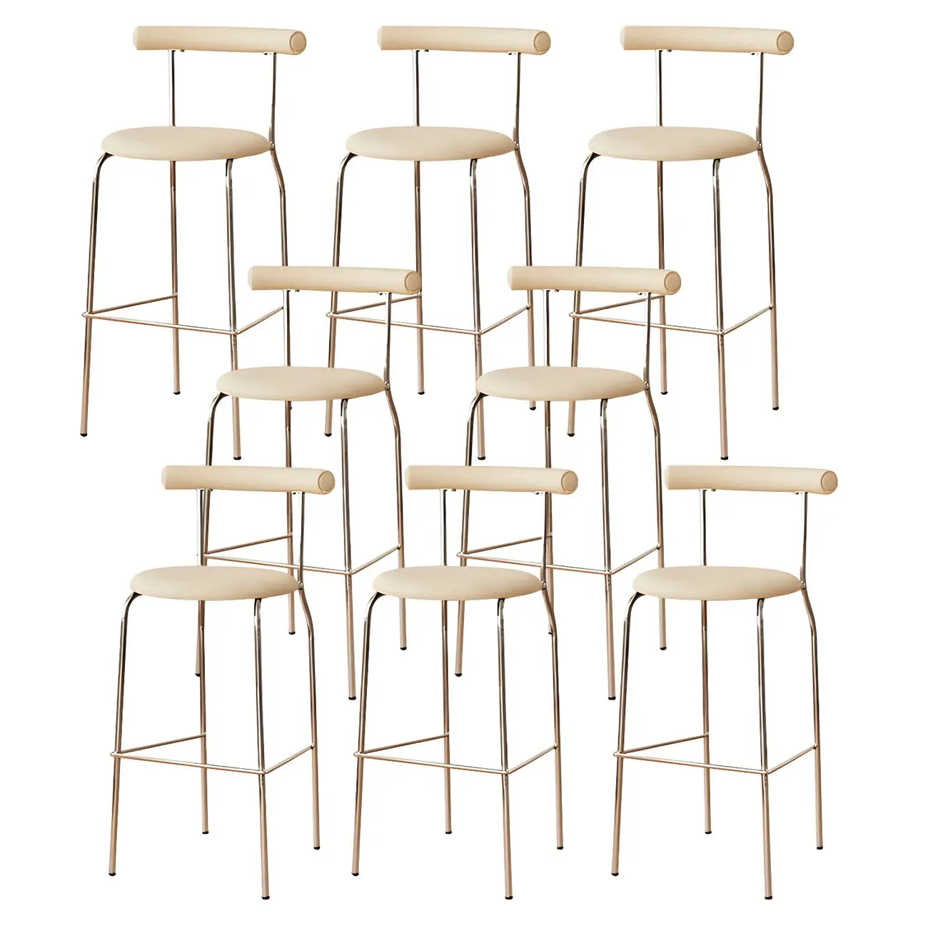 Modern Metal Comfort Cushion Durable High-Back Bar Stool