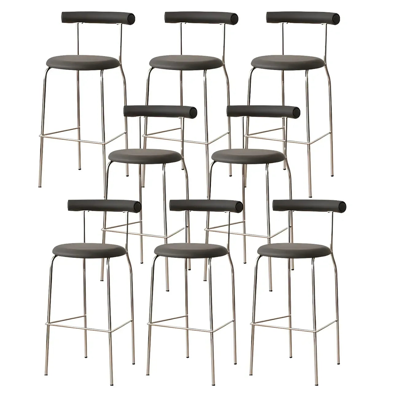 Modern Metal Comfort Cushion Durable High-Back Bar Stool