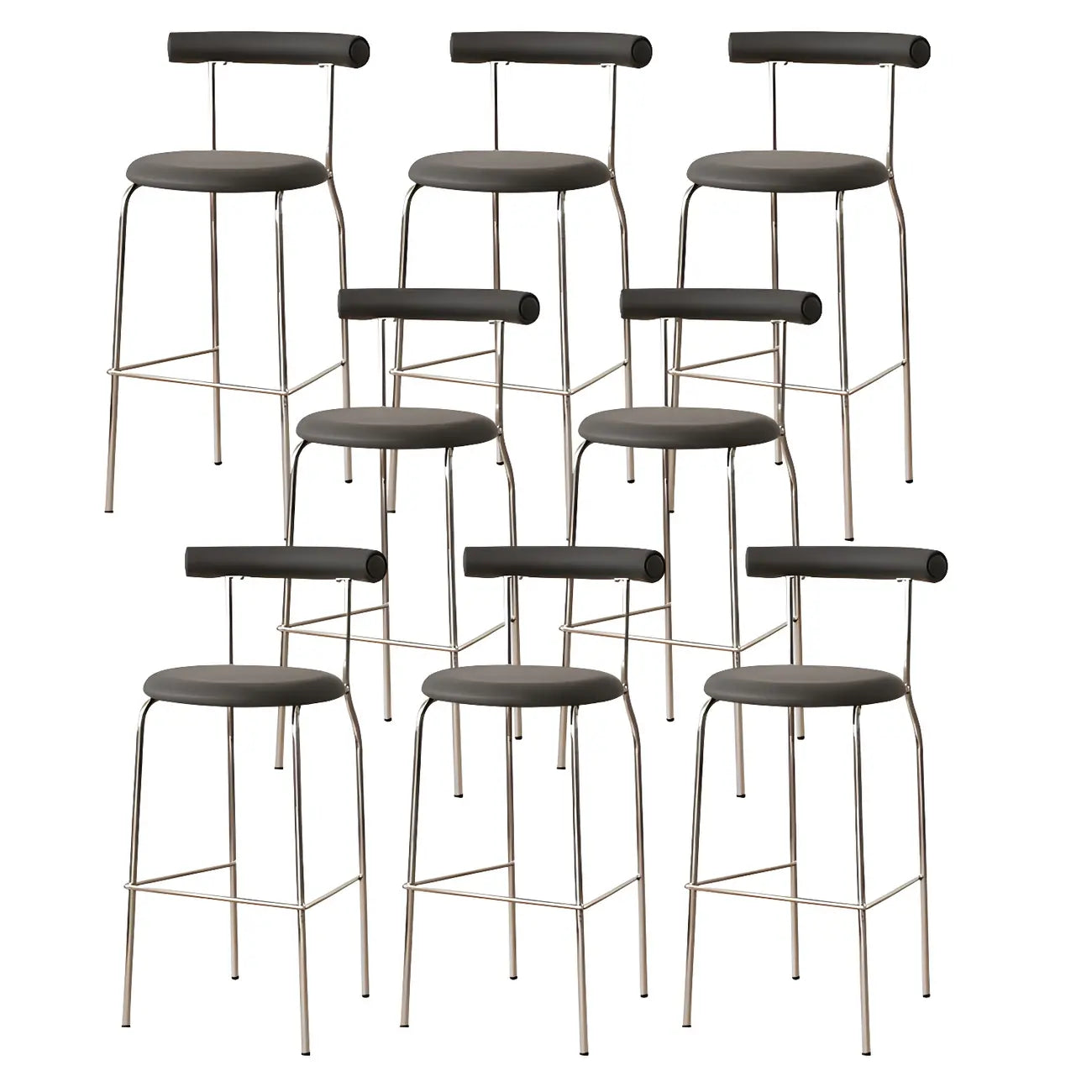Modern Metal Comfort Cushion Durable High-Back Bar Stool