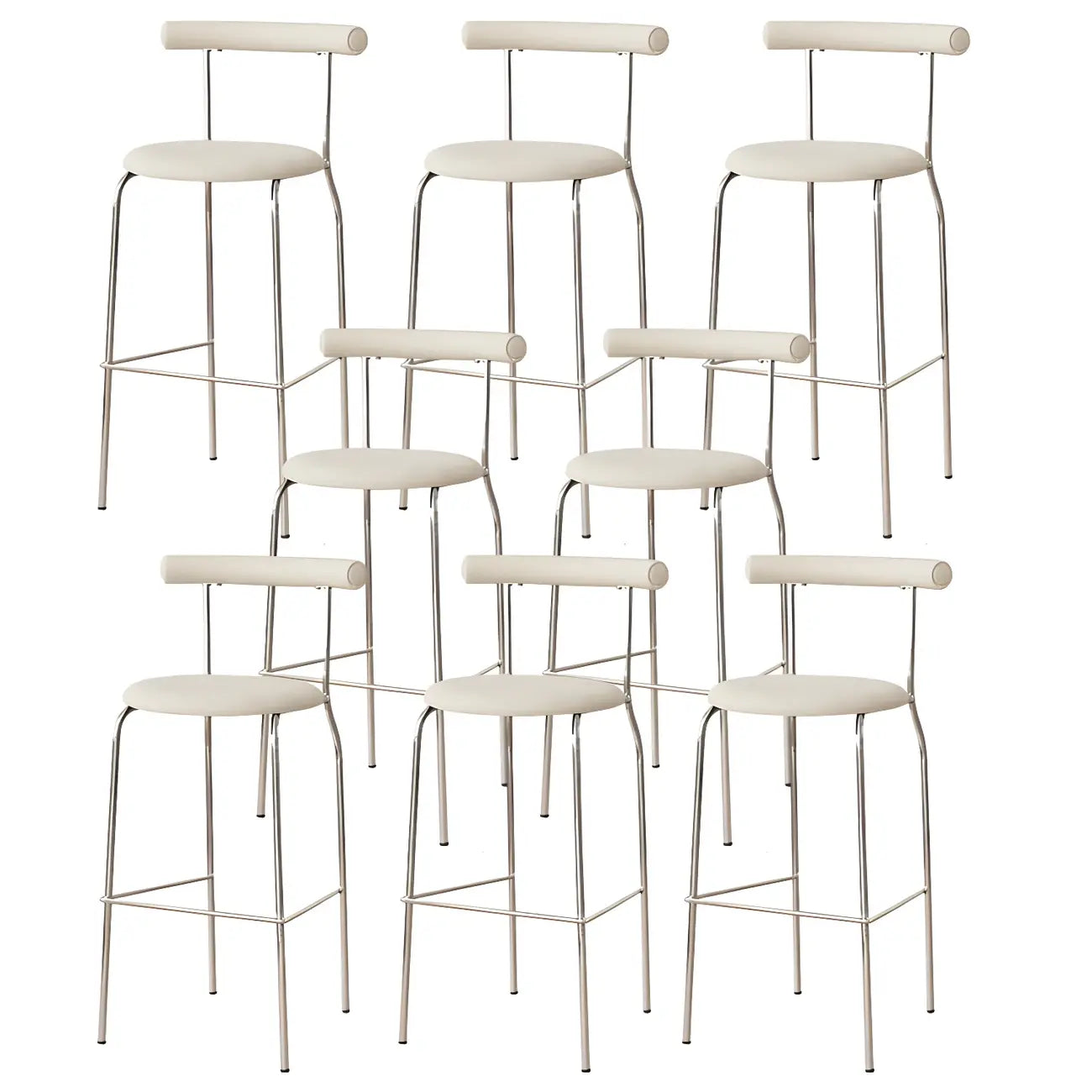 Modern Metal Comfort Cushion Durable High-Back Bar Stool