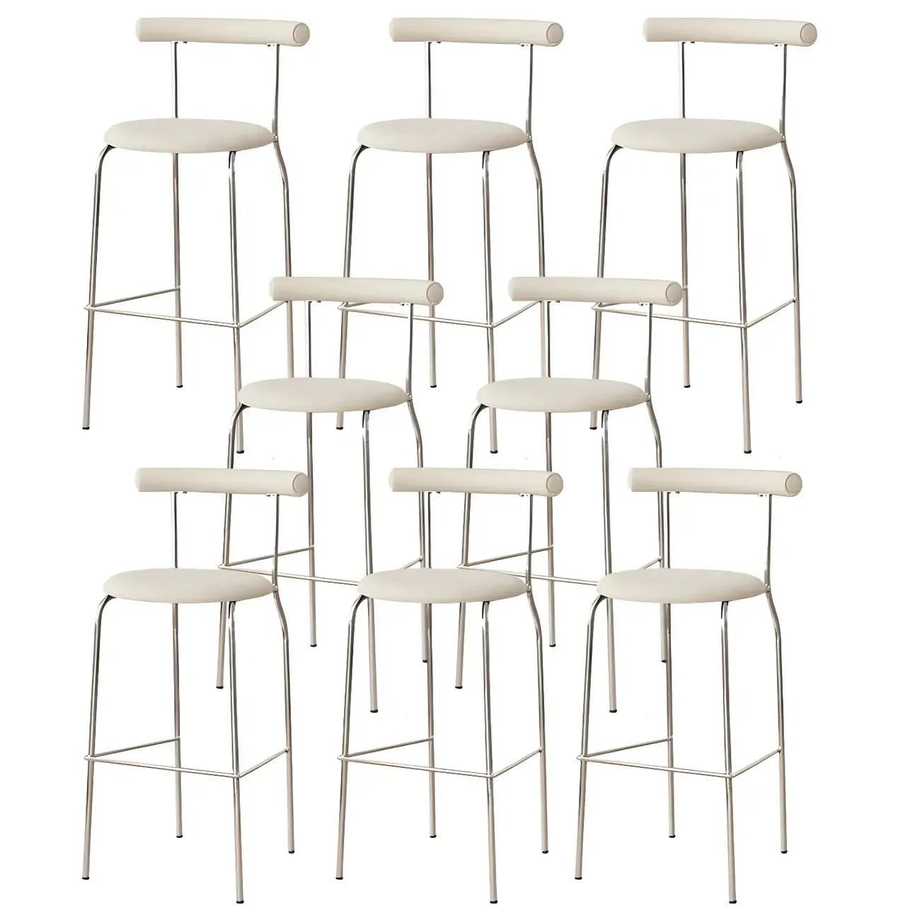 Modern Metal Comfort Cushion Durable High-Back Bar Stool