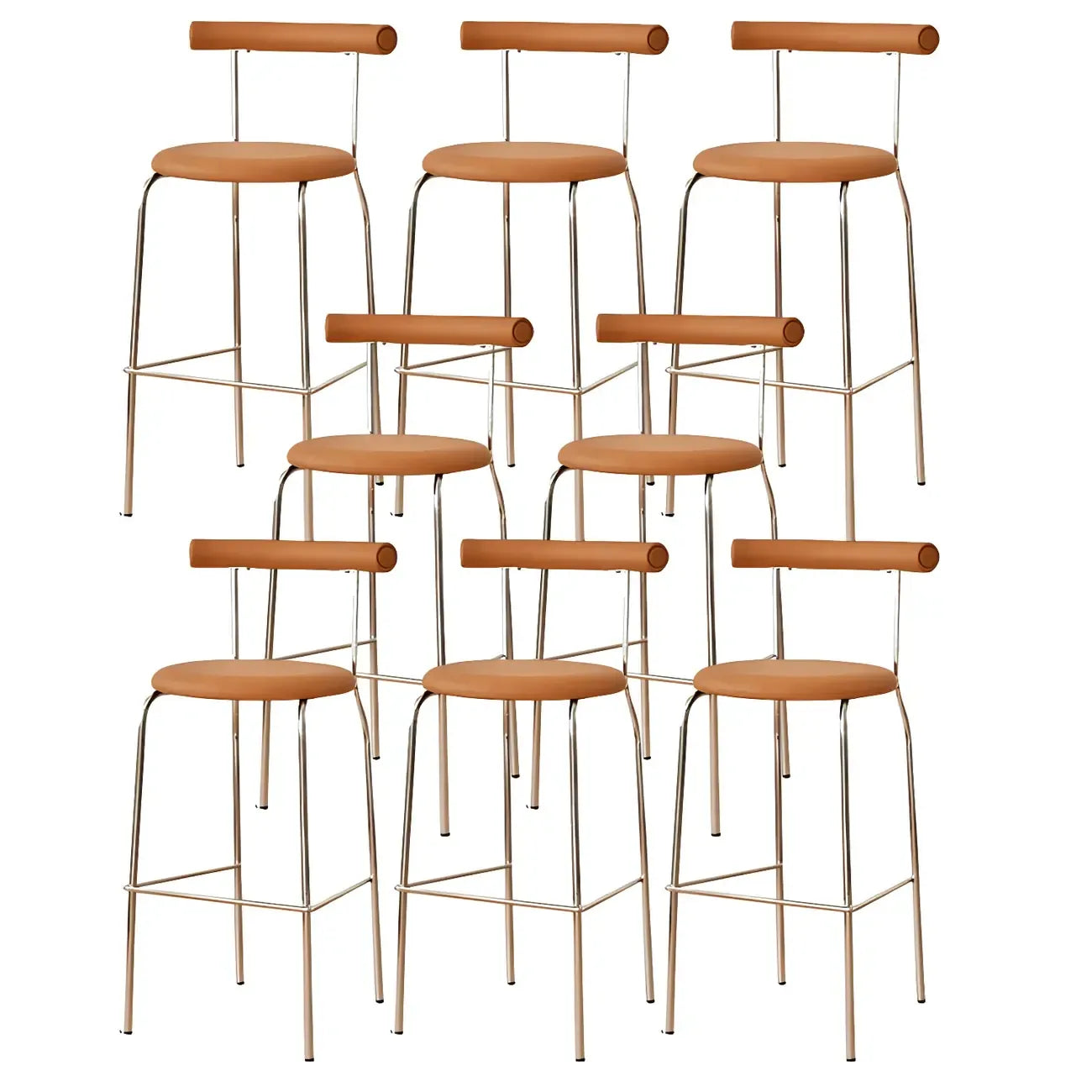 Modern Metal Comfort Cushion Durable High-Back Bar Stool