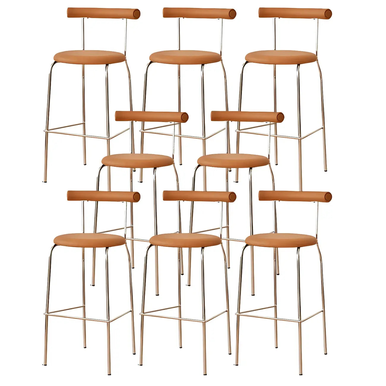 Modern Metal Comfort Cushion Durable High-Back Bar Stool