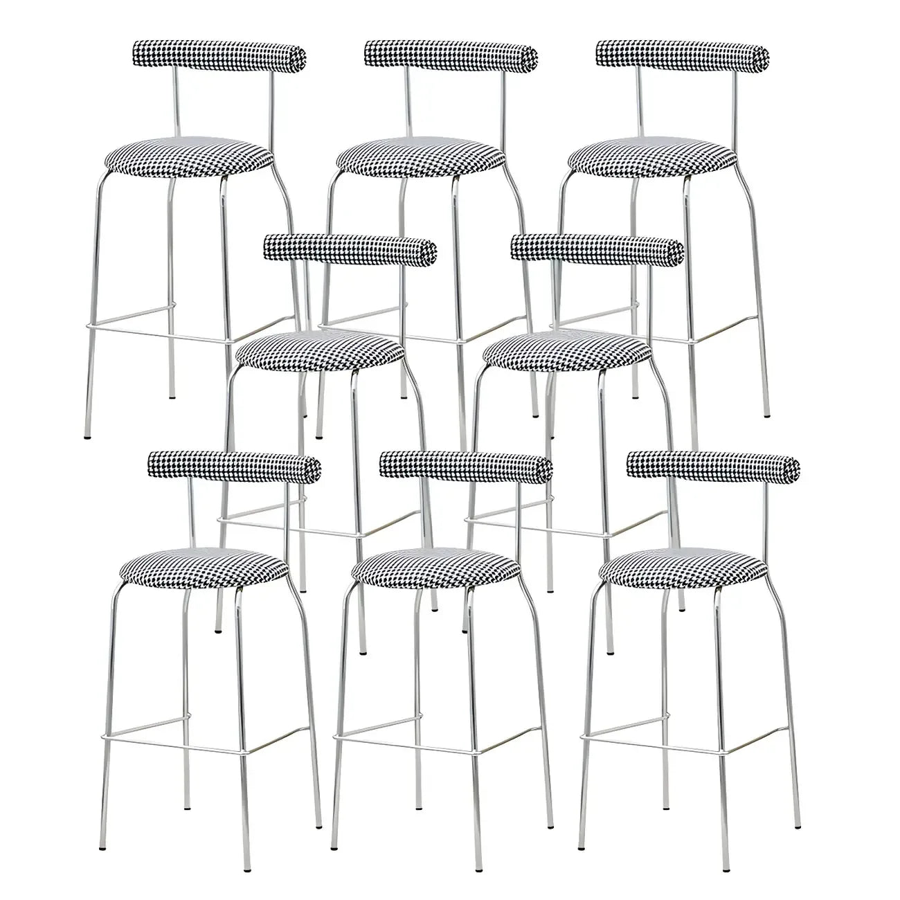 Modern Metal Comfort Cushion Durable High-Back Bar Stool