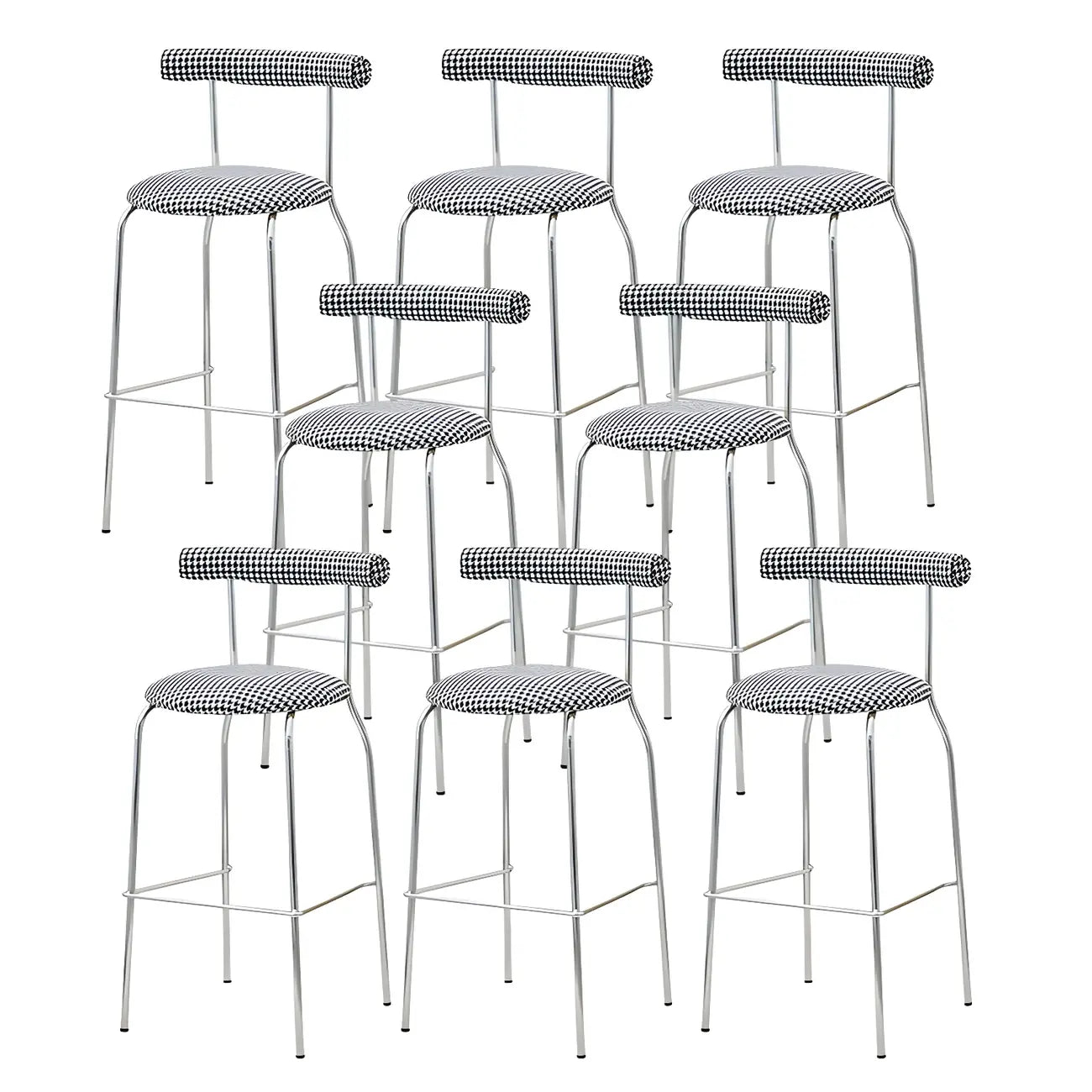 Modern Metal Comfort Cushion Durable High-Back Bar Stool