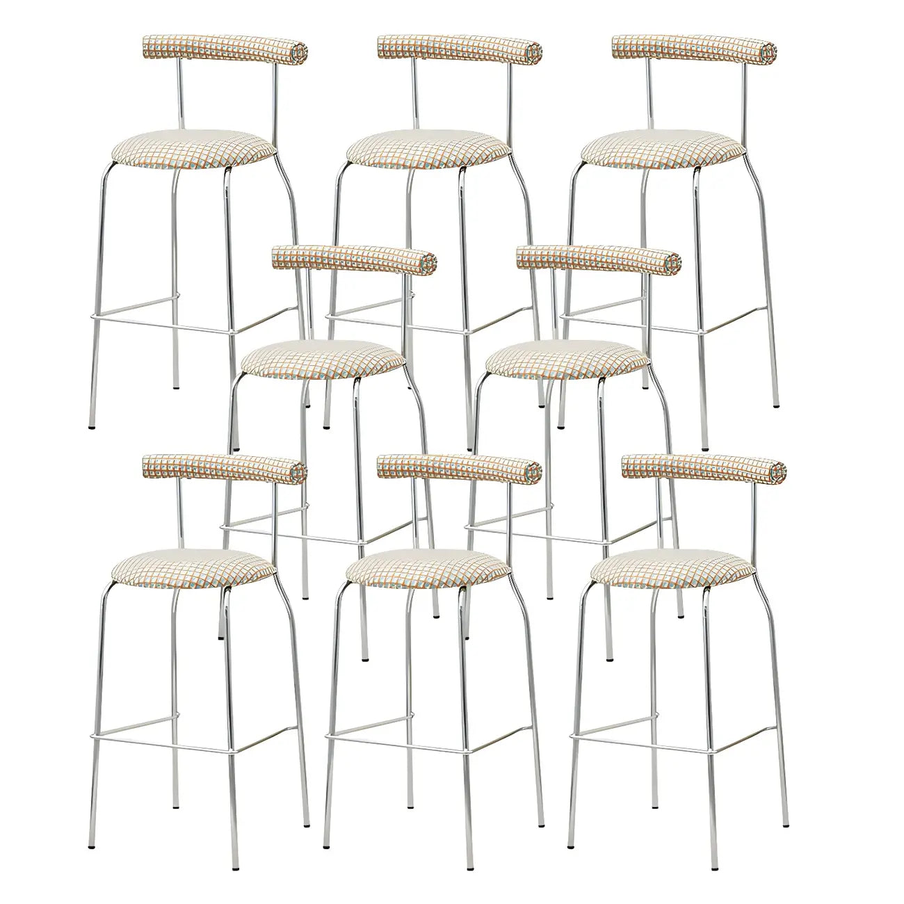 Modern Metal Comfort Cushion Durable High-Back Bar Stool