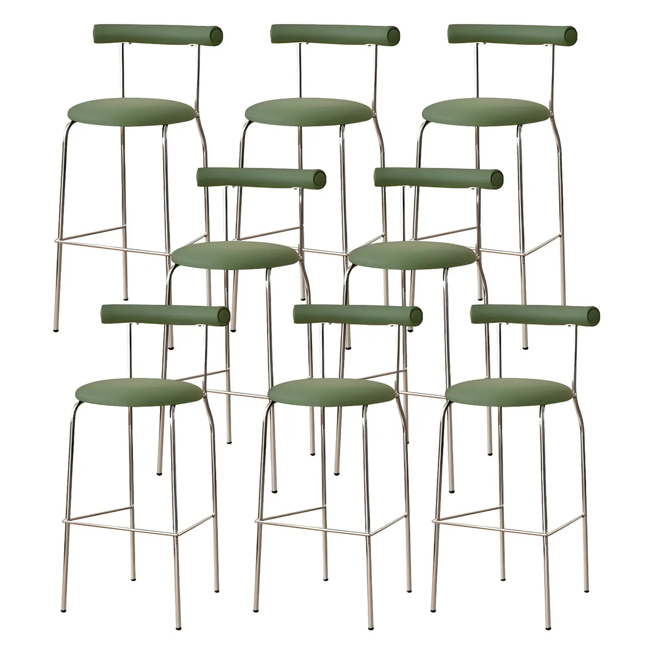 Modern Metal Comfort Cushion Durable High-Back Bar Stool