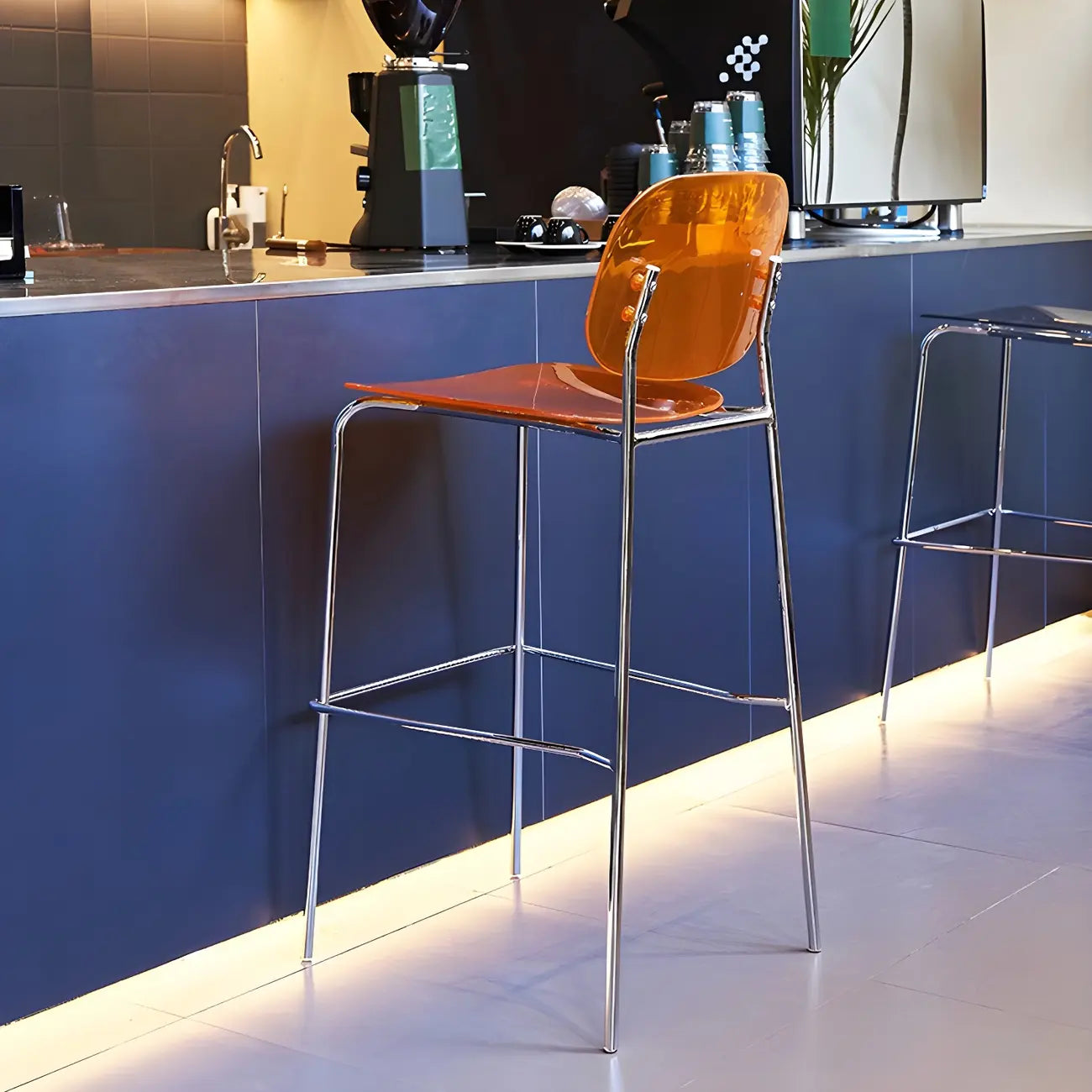 Scandinavian Square Seat Counter Height Acrylic Bar Stools