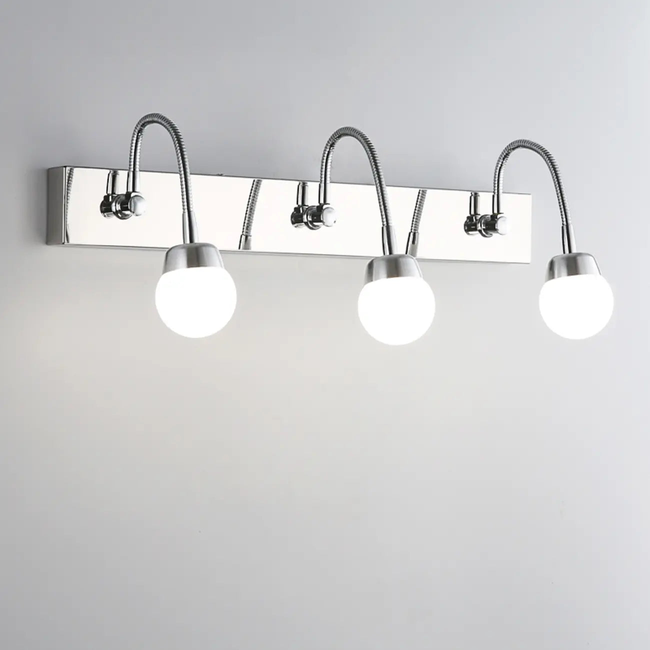 3-Light Modern Silver Vanity Light Dimmable LED for Bathroom