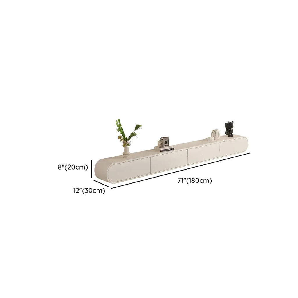 94.5 Beige Wood Floating Glass Doors TV Stand with LED Lights