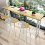 Modern Rustic Pine Wood Top Iron Base Bar Table
