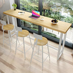 Modern Rustic Pine Wood Top Iron Base Bar Table