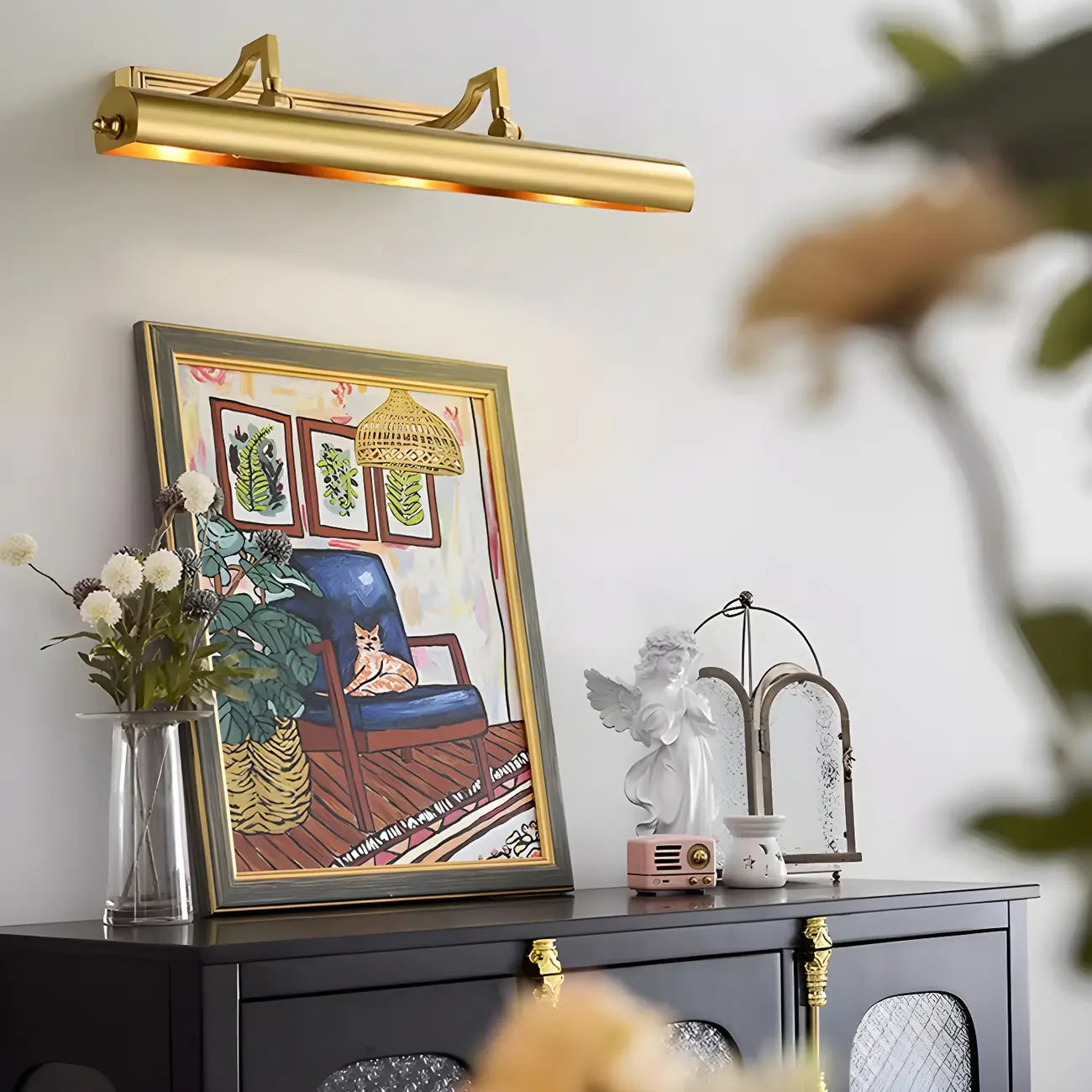 Classic Metal Tube Vanity Light with Copper Shade for Bathroom