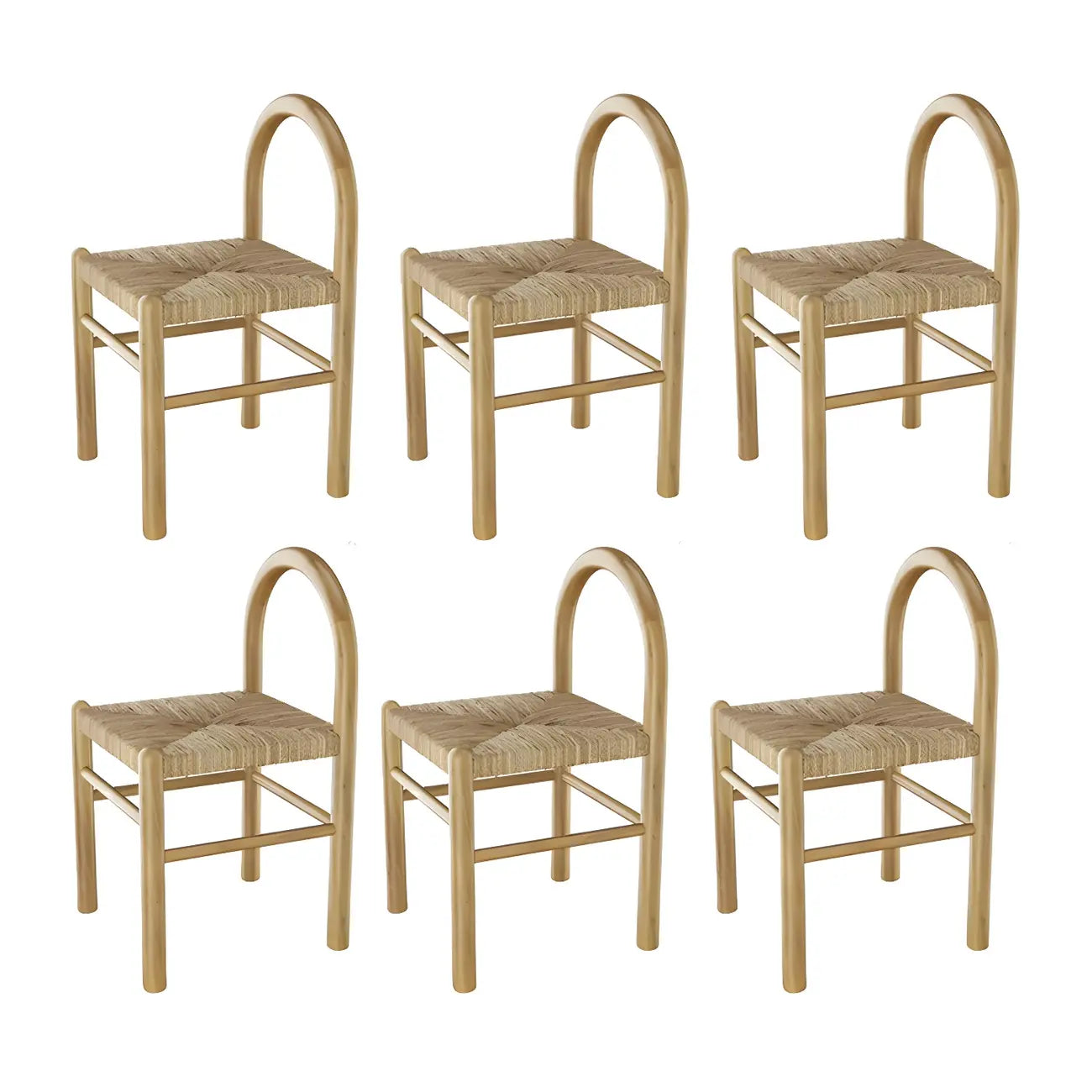 Rustic Wood Natural Rattan Bar Stool with Footrest