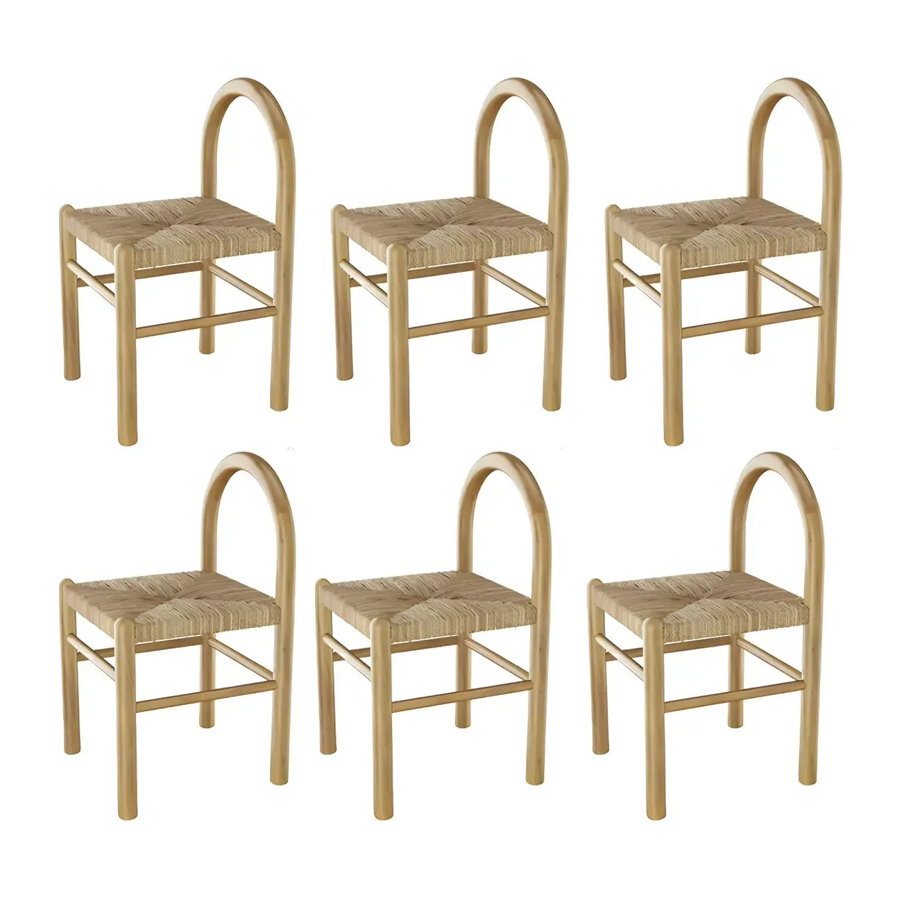 Rustic Wood Natural Rattan Bar Stool with Footrest