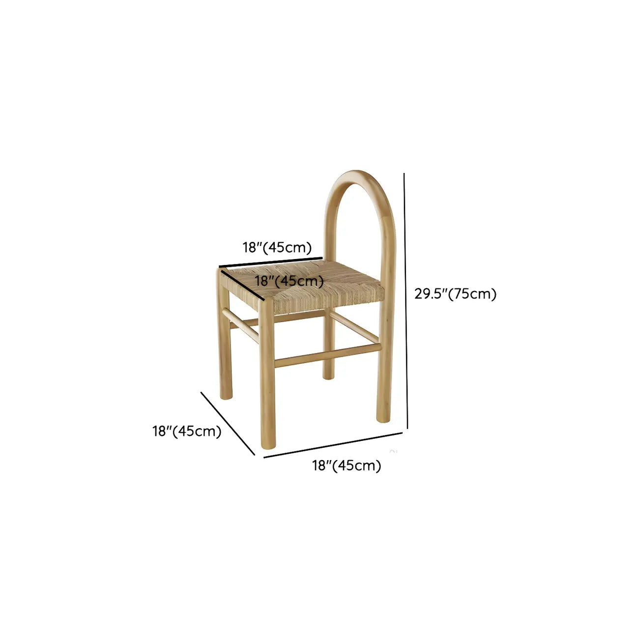Rustic Wood Natural Rattan Bar Stool with Footrest