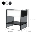 Black 2-Tier Glass Shelf Drawer Storage Narrow Nightstand