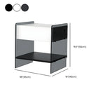 Black 2-Tier Glass Shelf Drawer Storage Narrow Nightstand
