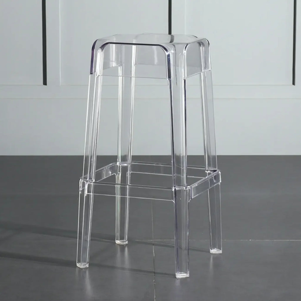 Modern Acrylic Four Legs Square Counter Bar Stool