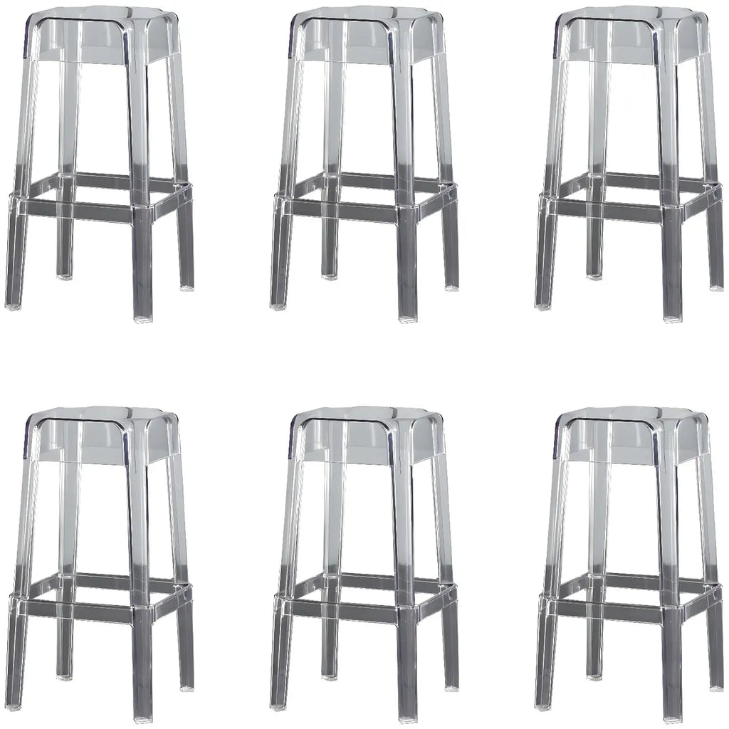 Modern Acrylic Four Legs Square Counter Bar Stool