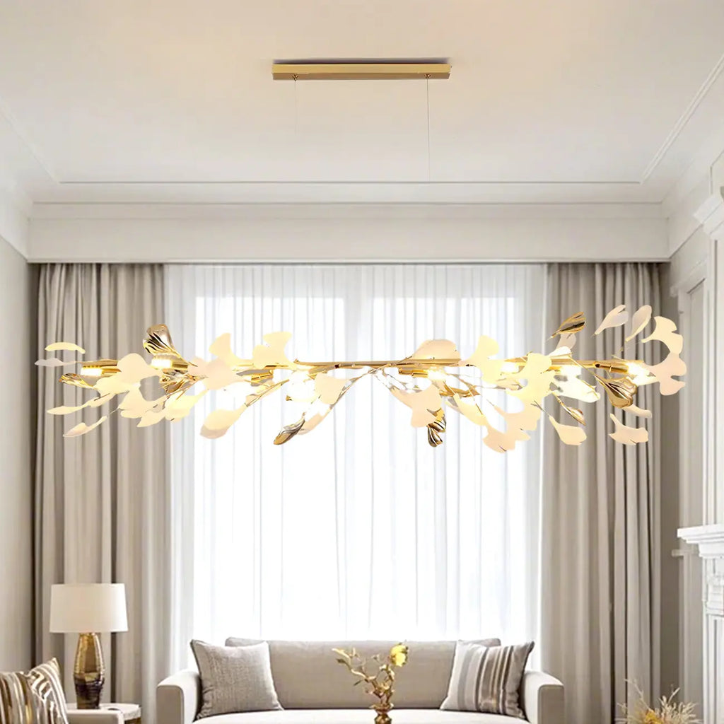 Adjustable Modern White 8-Light Leaf Island Light