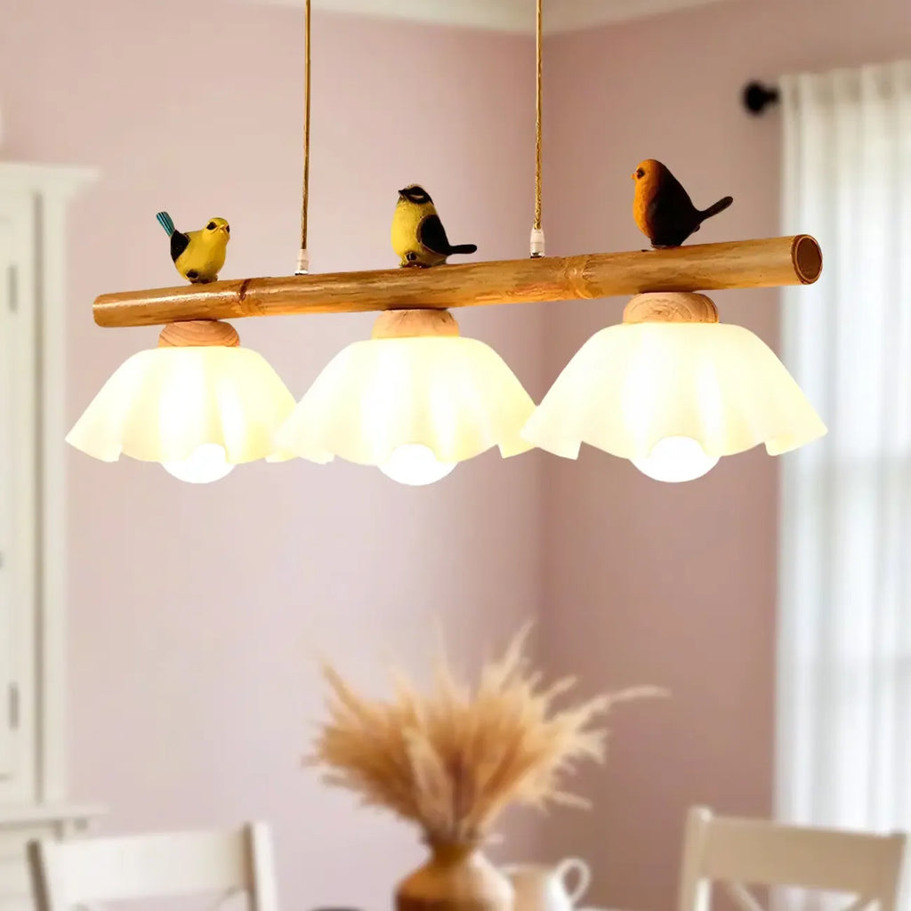 Adjustable Modern Bamboo Flower Island Pendant Light