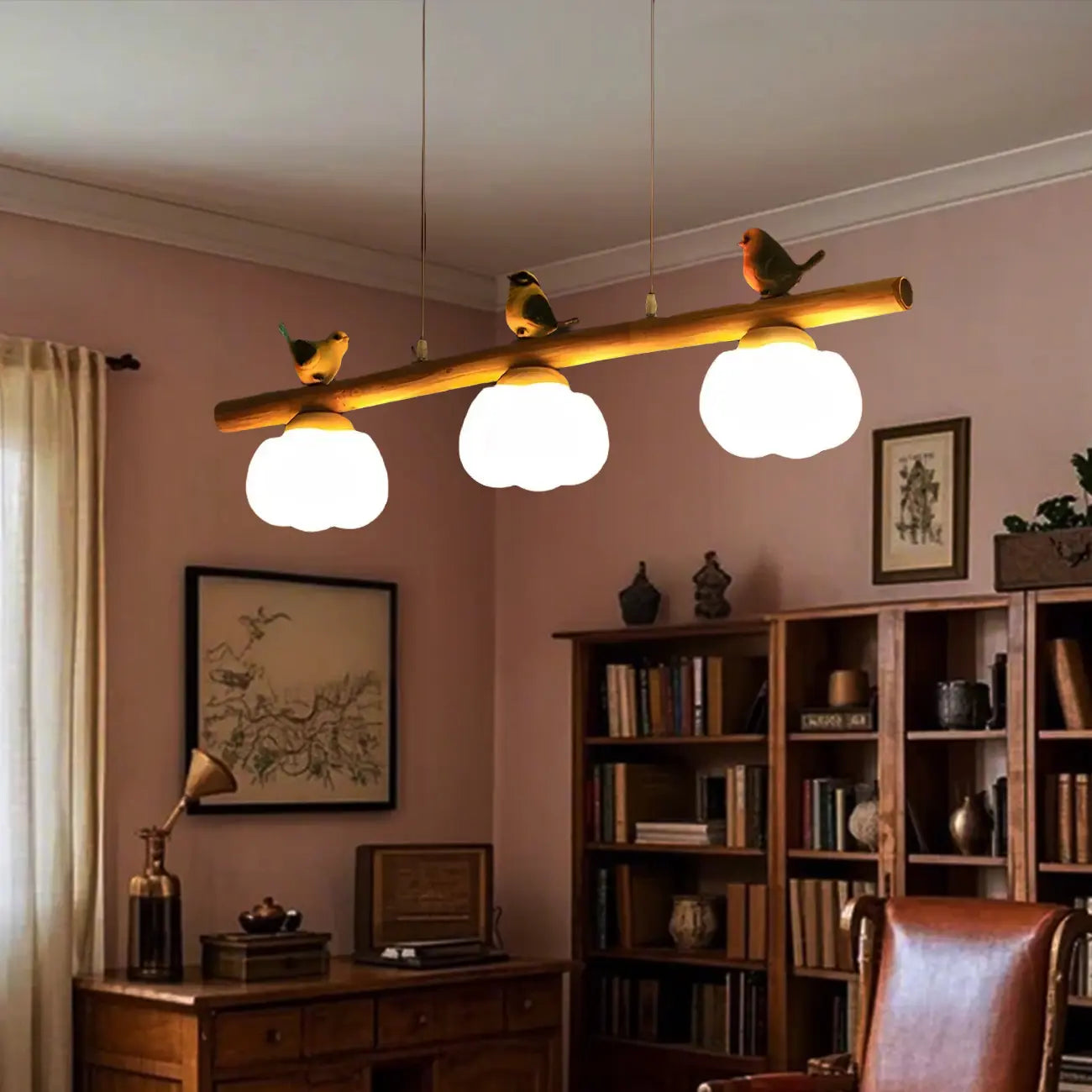 Adjustable Modern Bamboo Flower Island Pendant Light