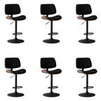 Adjustable Height Bucket Swivel Leather Bar Stool with Back