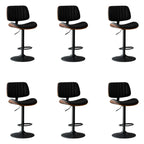 Adjustable Height Bucket Swivel Leather Bar Stool with Back