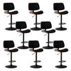 Adjustable Height Bucket Swivel Leather Bar Stool with Back
