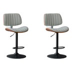Adjustable Height Bucket Swivel Leather Bar Stool with Back