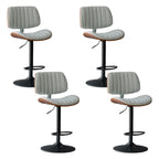 Adjustable Height Bucket Swivel Leather Bar Stool with Back