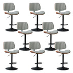 Adjustable Height Bucket Swivel Leather Bar Stool with Back