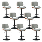 Adjustable Height Bucket Swivel Leather Bar Stool with Back