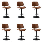 Adjustable Height Bucket Swivel Leather Bar Stool with Back