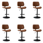 Adjustable Height Bucket Swivel Leather Bar Stool with Back