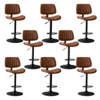 Adjustable Height Bucket Swivel Leather Bar Stool with Back
