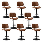 Adjustable Height Bucket Swivel Leather Bar Stool with Back