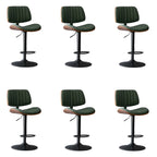 Adjustable Height Bucket Swivel Leather Bar Stool with Back