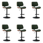 Adjustable Height Bucket Swivel Leather Bar Stool with Back