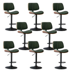 Adjustable Height Bucket Swivel Leather Bar Stool with Back