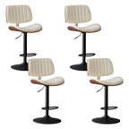 Adjustable Height Bucket Swivel Leather Bar Stool with Back