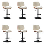Adjustable Height Bucket Swivel Leather Bar Stool with Back